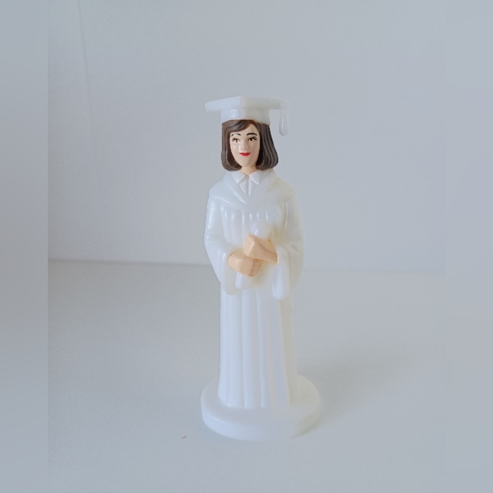 Graduation Girl Plastic Cake‎ Topper In White Robe